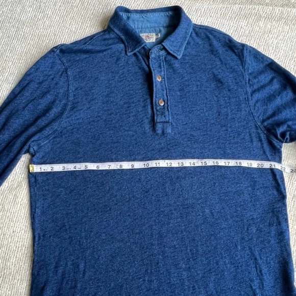 Faherty Indigo Dyed Long Sleeve Polo - Picture 5 of 6